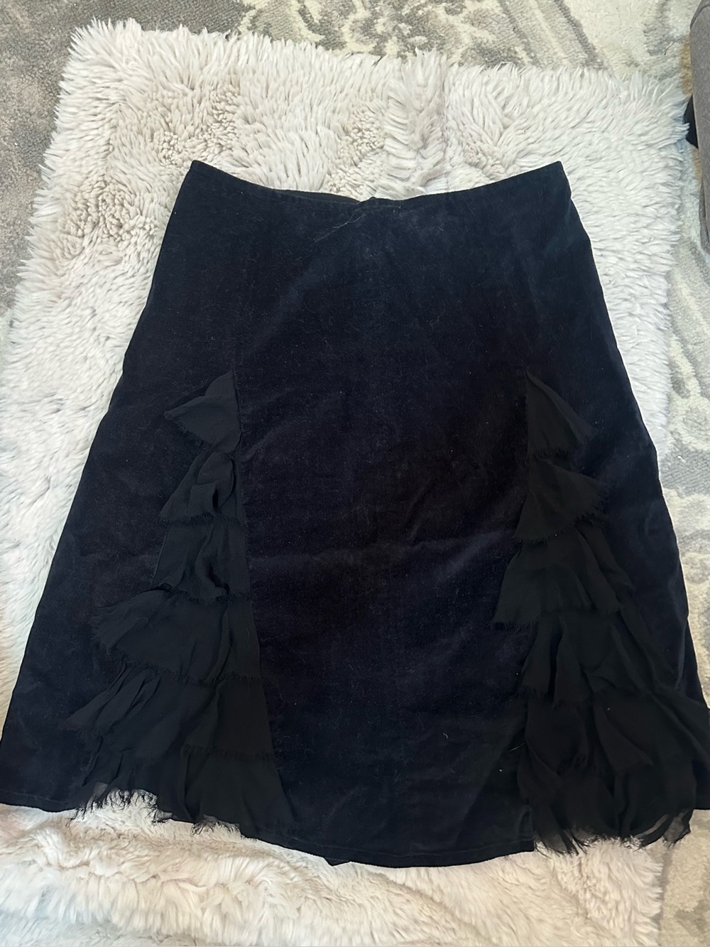 Odille Black Ruffle-Accent Women's Skirt